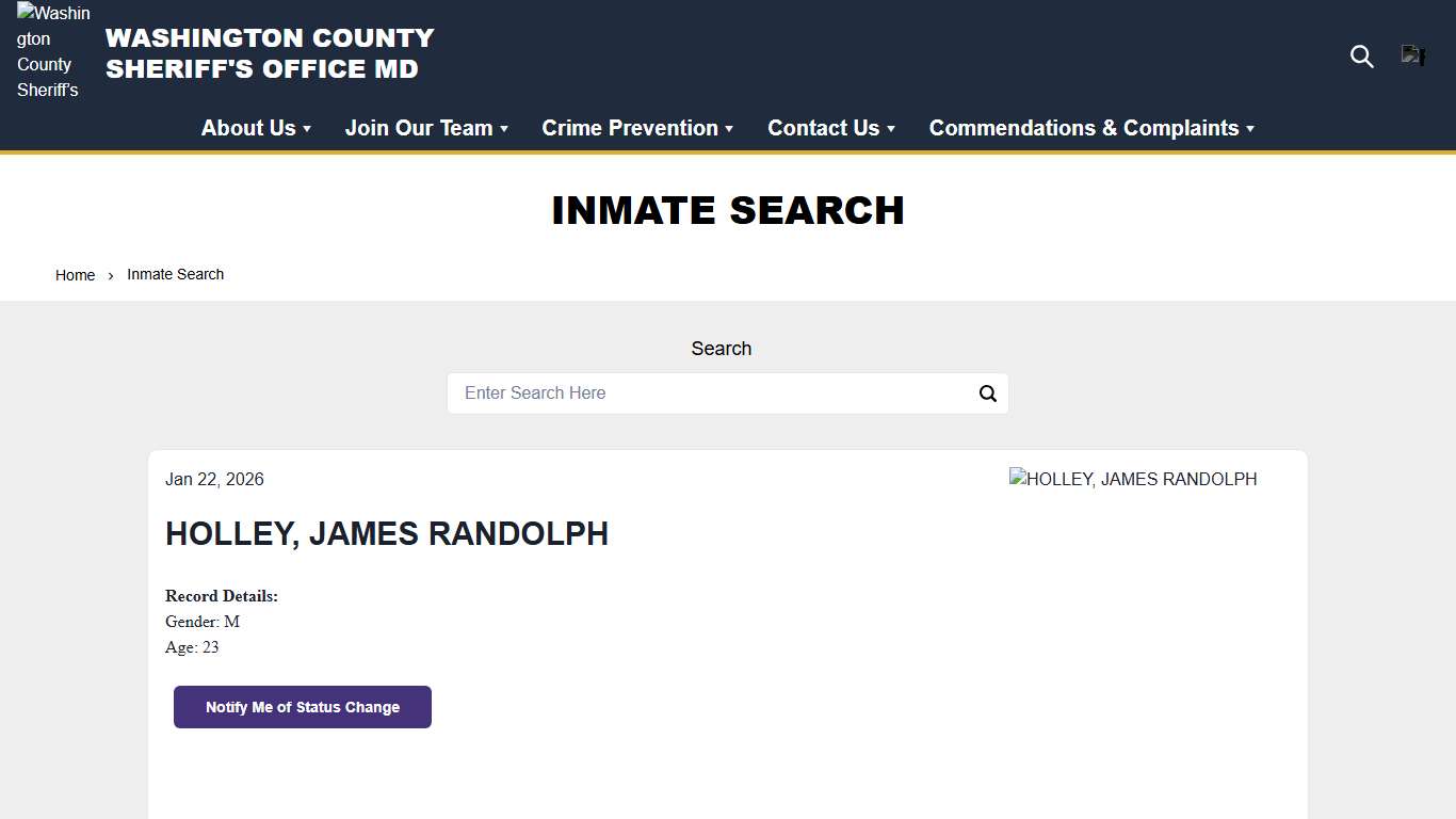 Inmate Search | Washington County Sheriff’s Office, MD